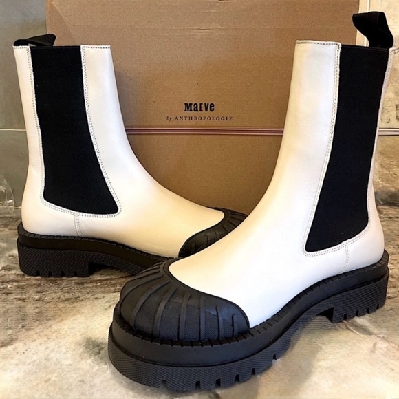 NEW MAEVE Anthropologie leather Chelsea boots. NWT 🤍🖤 - Picture 1 of 7